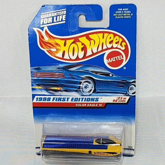 1998 First Editions Hot Wheels Solar Eagle III‎ 23/40 Collector #650 Yellow NEW - Picture 4 of 5